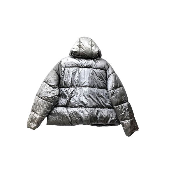 Ava Viv Puffer Jacket Short 1X Plus Winter Hood Coat Faux Fur Full Zip Gray Cozy - Picture 7 of 11